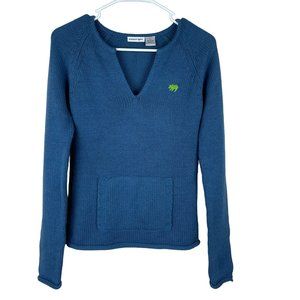 Vintage Y2K Energie Acrylic Stretch Knitted Sweater Womens Size M‎ Blue Pocket